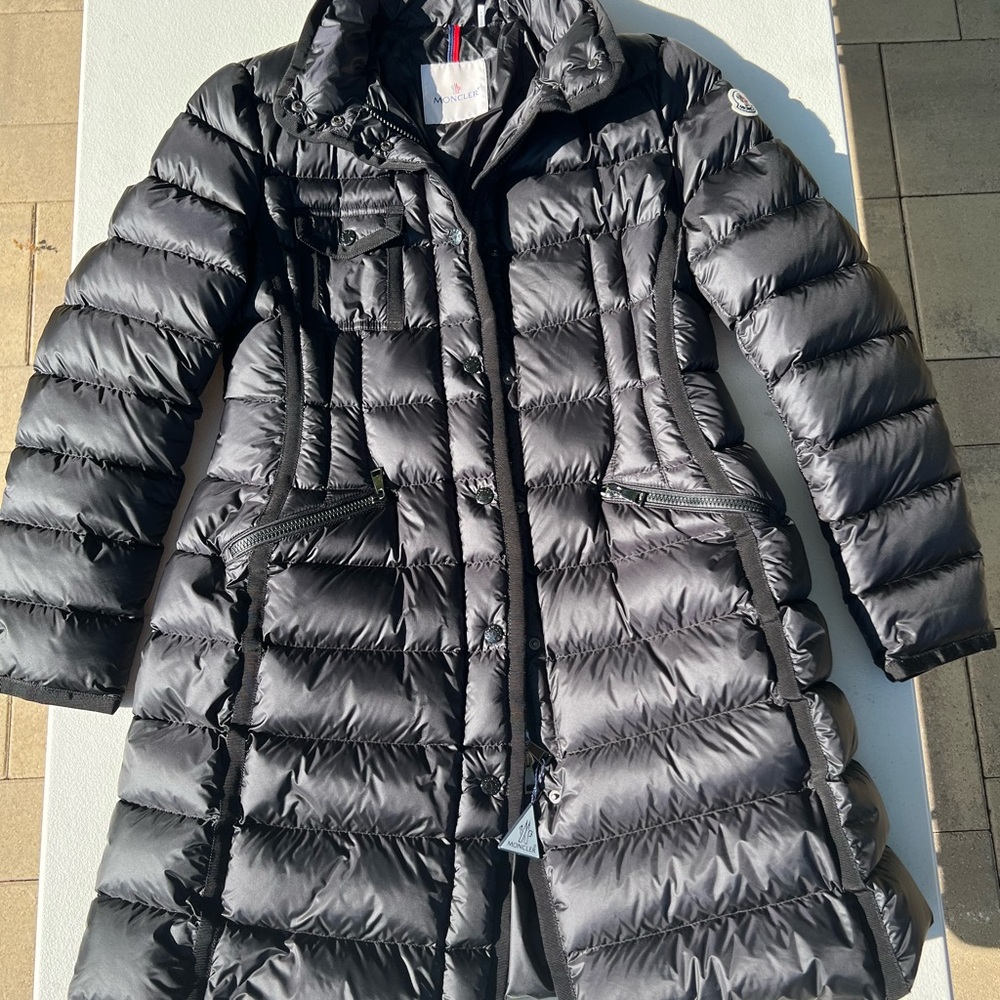 Moncler long puffer jacket, size 4, black